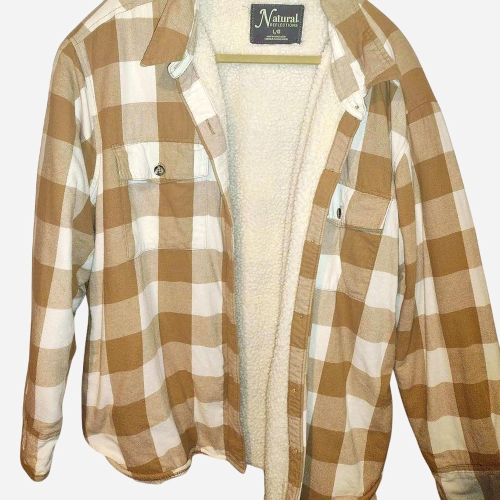 Natural Reflections Cream and Tan Sherpa Jacket